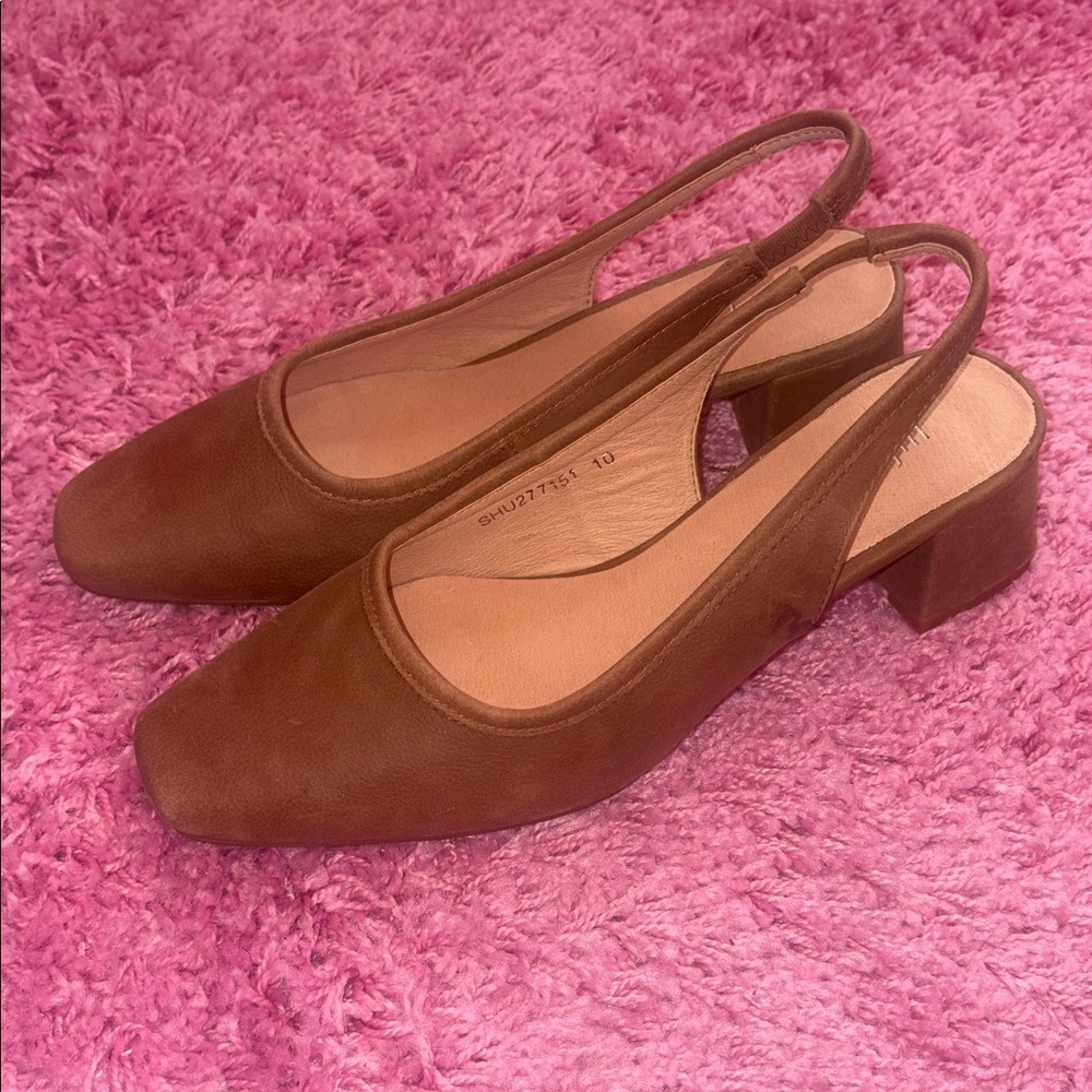 J. Jill Siri Suede Leather Slingback Heels Cognac Brown Size 10 - Picture 5 of 9